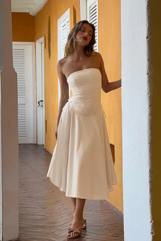 Autumn New Chic Bowknot Strapless Slim Fit Party Dress