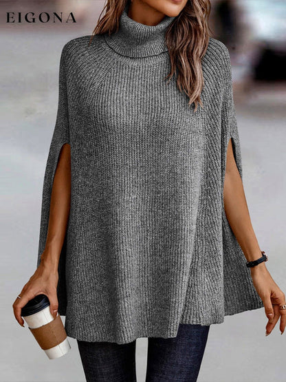 Cosybreezee - Turtleneck Dolman Sleeve Poncho Fashion Sweater