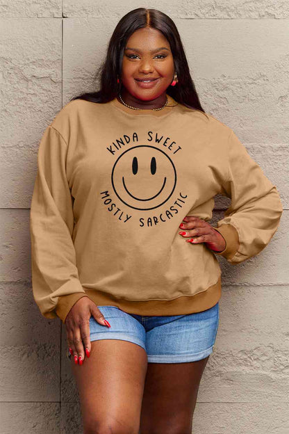 Size Full Face - Smiling Simply Graphic Sweatshirt Love