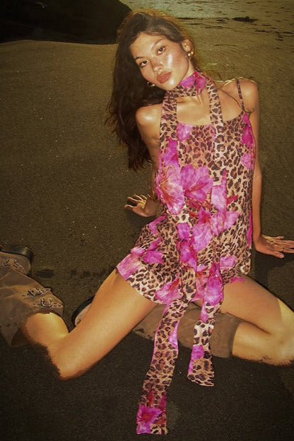 Leopard Cami Waist Slim Print Mini Dress