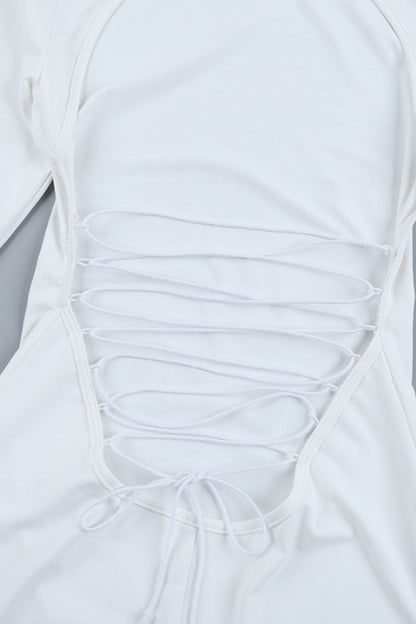 Backless Tie Bodycon Long Sleeve Party Dress