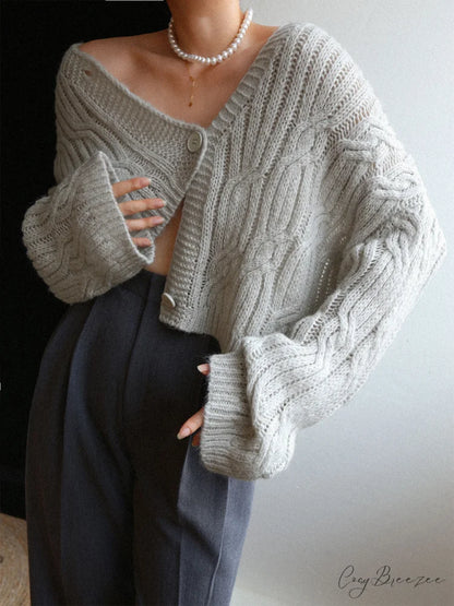 Cable Knit Graceful Crop Cardigan