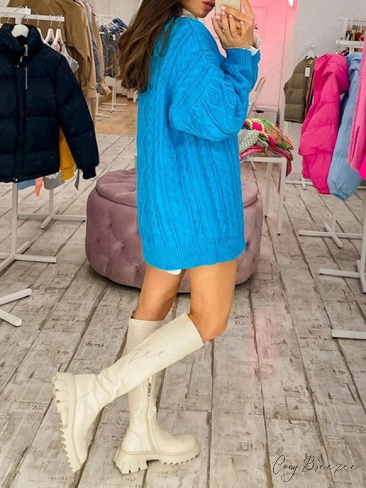 Cable Knit Leg Trendy Warmers With Flare