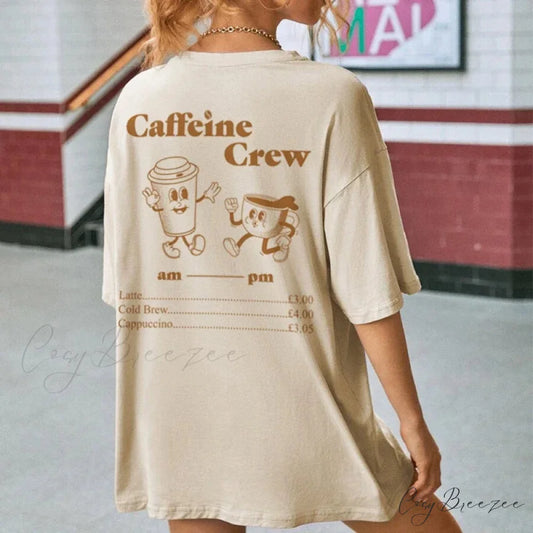 Caffeine Crew Humorous Coffee Tee Khaki / S t-shirt-250223