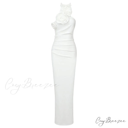 CALESTINA Elegant MAXI DRESS White / XS