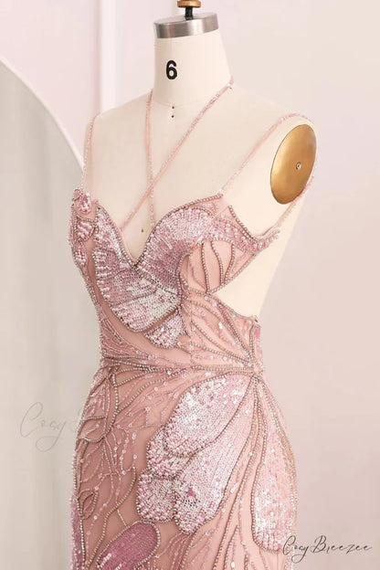 Calista Beaded Graceful Backless Maxi Dress