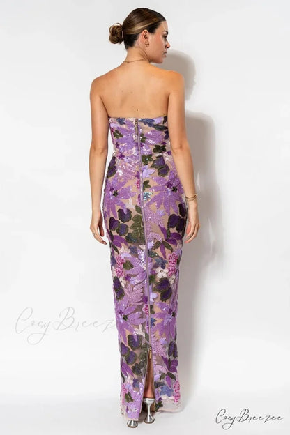 Calista Sequin Graceful Embroidered Maxi Dress