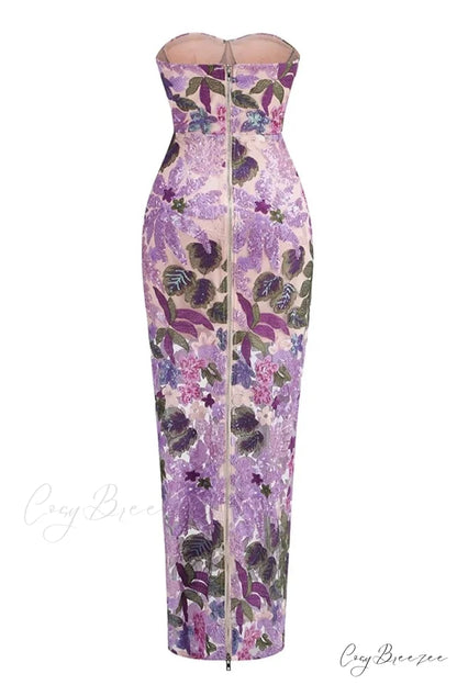 Calista Sequin Graceful Embroidered Maxi Dress