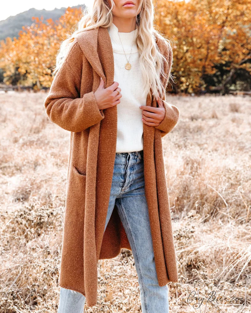 Camel Park City Hooded Coatigan with Pockets