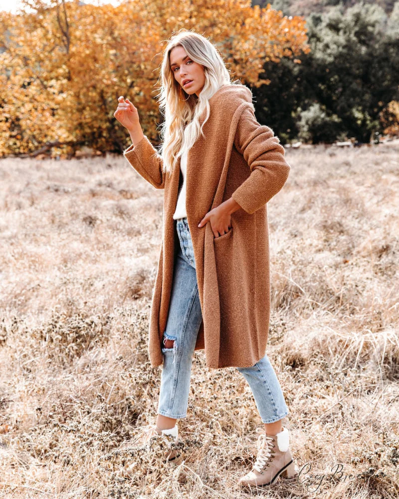 Camel Park City Hooded Coatigan with Pockets