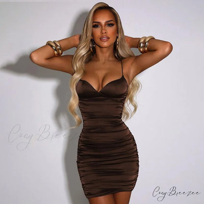 Camila Formal Ruched Charming Open Back Mini Dress