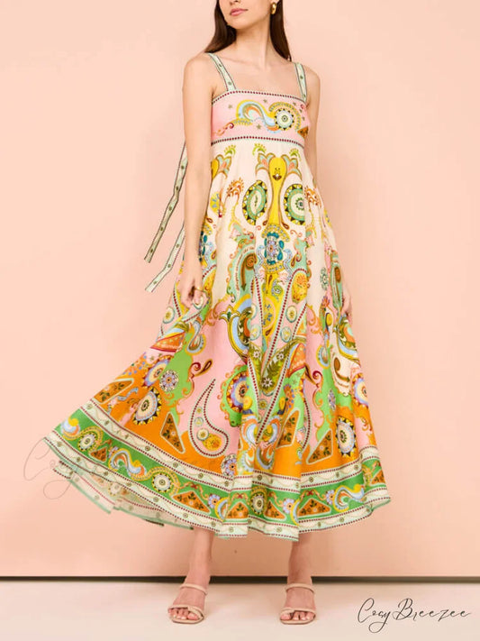 Camisole Unique Holiday Charming Print Madi Dress Multi-Color / S