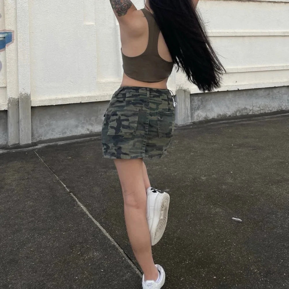 Camo Cargo Pocket Skirt skirts-250223