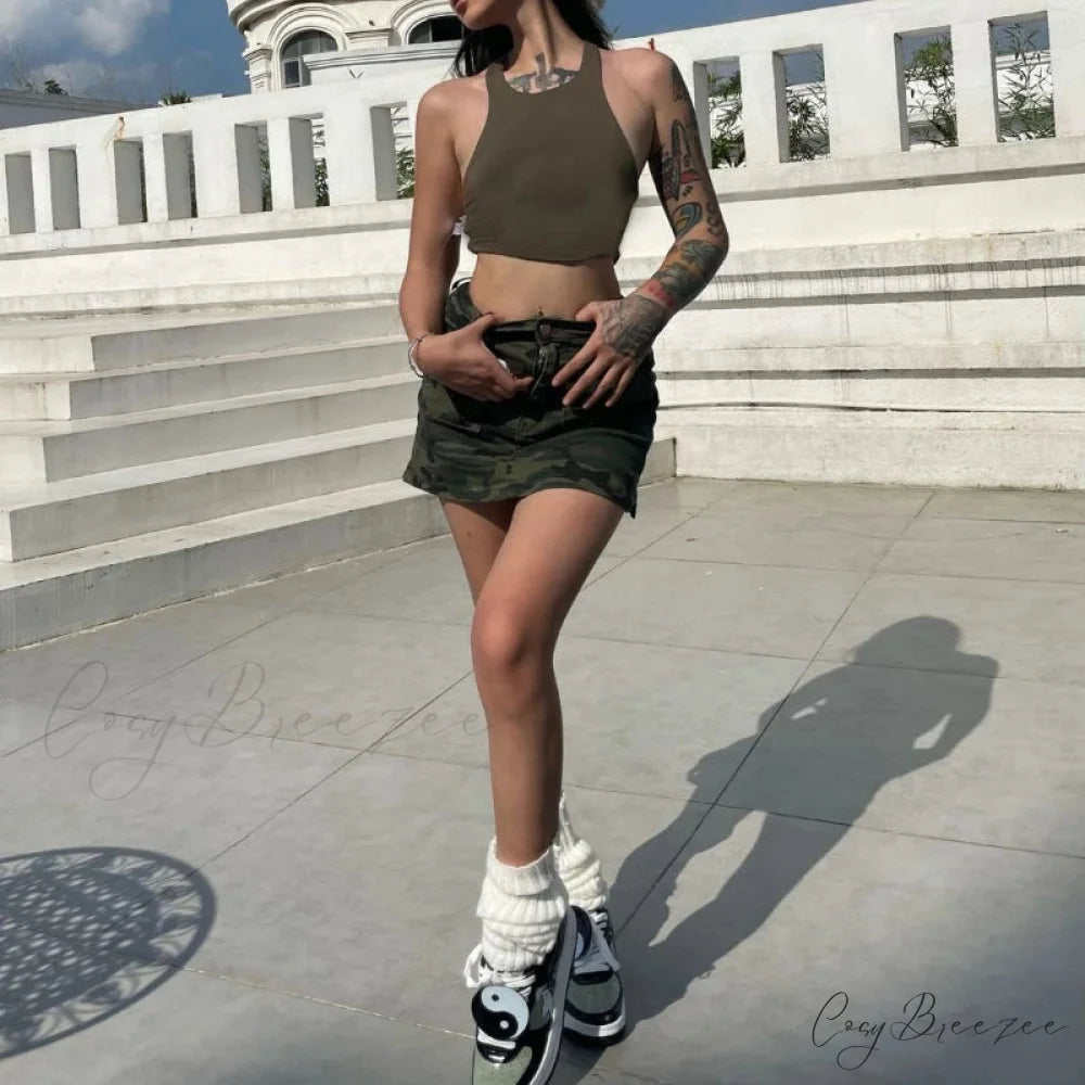 Camo Cargo Pocket Skirt skirts-250223