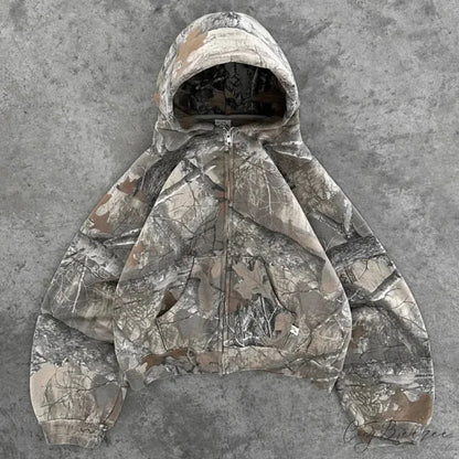 Camo Pattern Zipper Streetwear Hoodie hoodies-241228