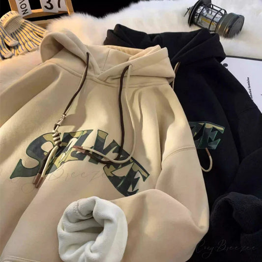 Camouflage Letter Print Punk Y2K Hoodie hoodies-241228
