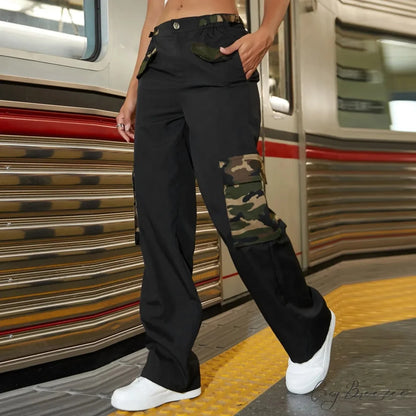 Camouflage Side Pocket Y2K Cargo Pants pants-241228
