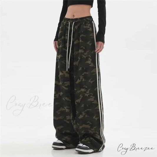 Camouflage Striped Loose Jogging Pants pants-241228