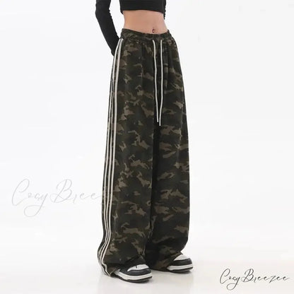 Camouflage Striped Loose Jogging Pants pants-241228