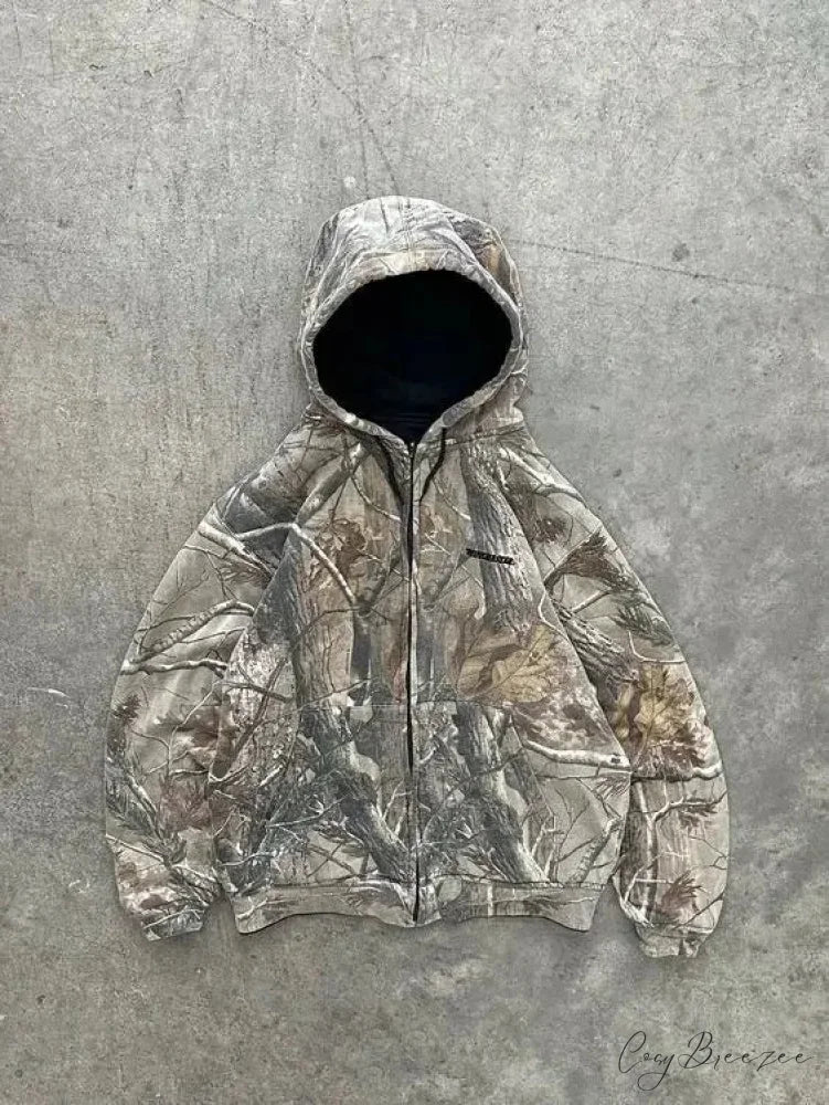 Camouflage Zip-Up Hoodie Camouflage Zipper / M hoodies-241228