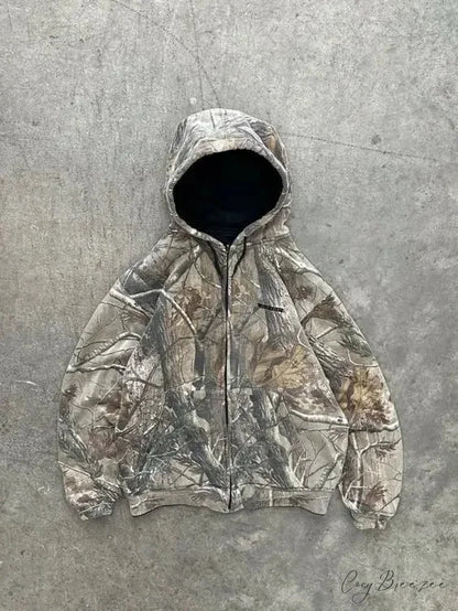 Camouflage Zip-Up Hoodie Camouflage Zipper / M hoodies-241228