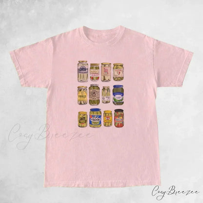 Canned Pickles Stylish Graphic Print Tee Pink / XXL