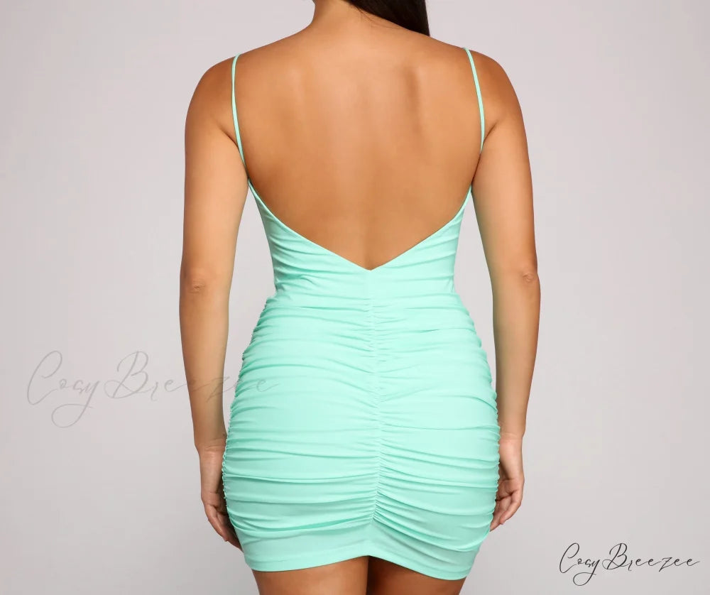 Can’t Live Without Charming Glam Ruched Mini Dress