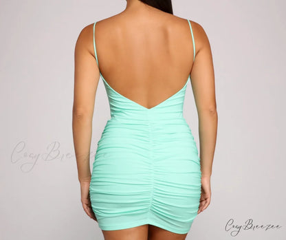 Can’t Live Without Charming Glam Ruched Mini Dress