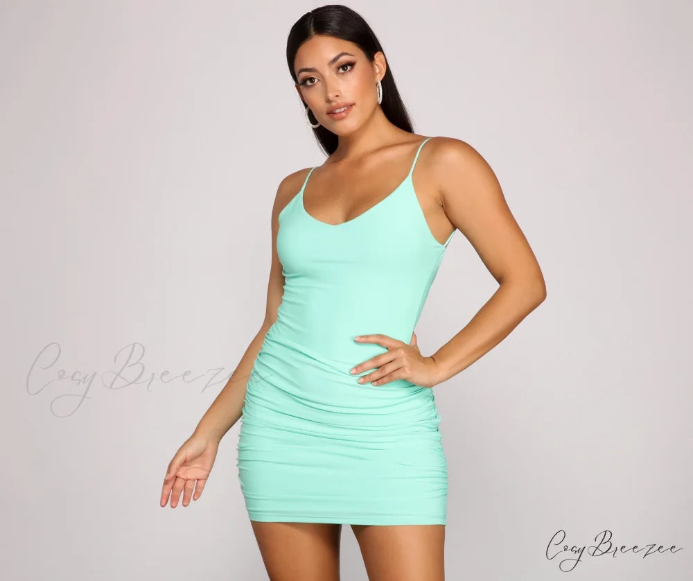Can’t Live Without Charming Glam Ruched Mini Dress