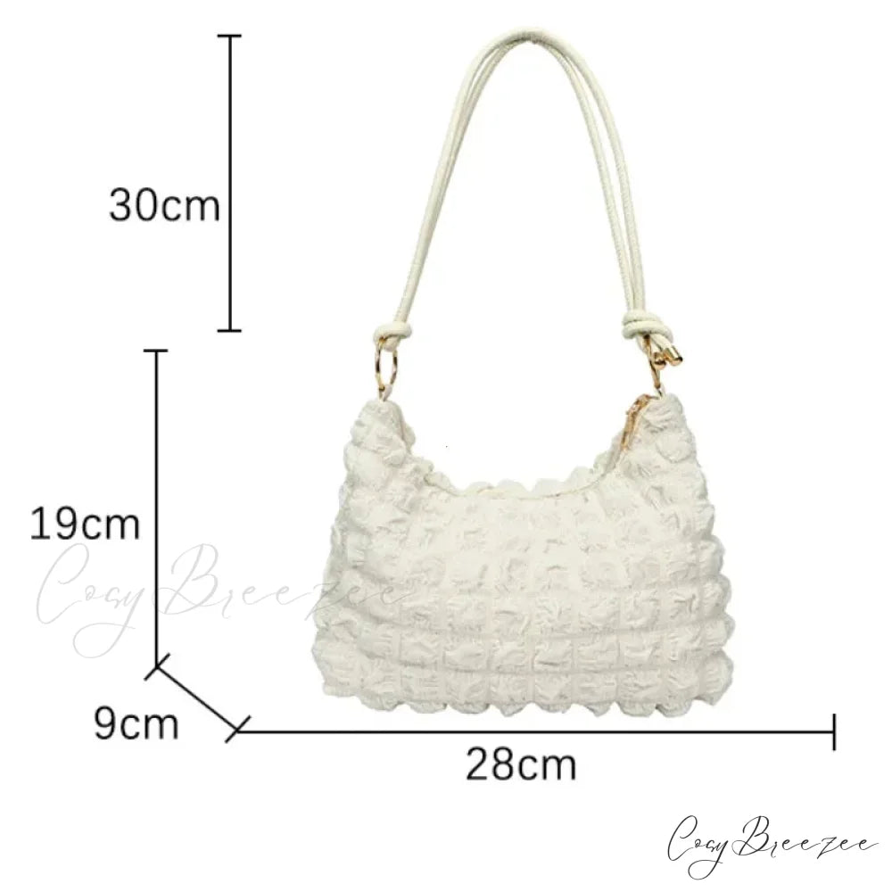 Canvas Pleated Shoulder Quilted Tote Bag shoulder-250126