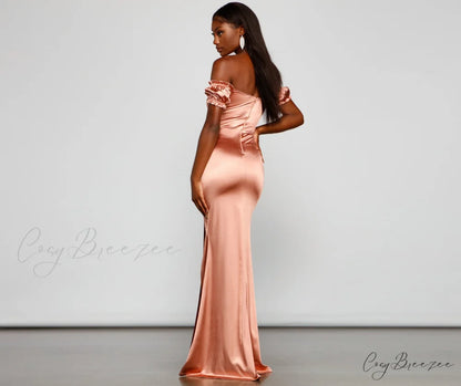 Capri Formal High Charming Slit Satin Dress