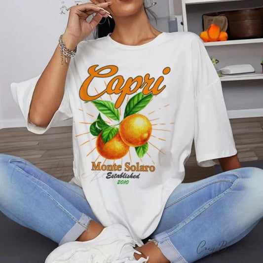 Capri Orange Italy Holiday Tee WHITE / S t-shirt-250223