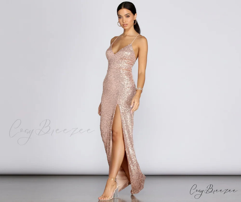 Cara Formal Sequin Charming And Pearl Dress
