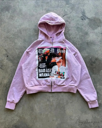 Cardigan Hooded Hoodie pink / S hoodies-241228