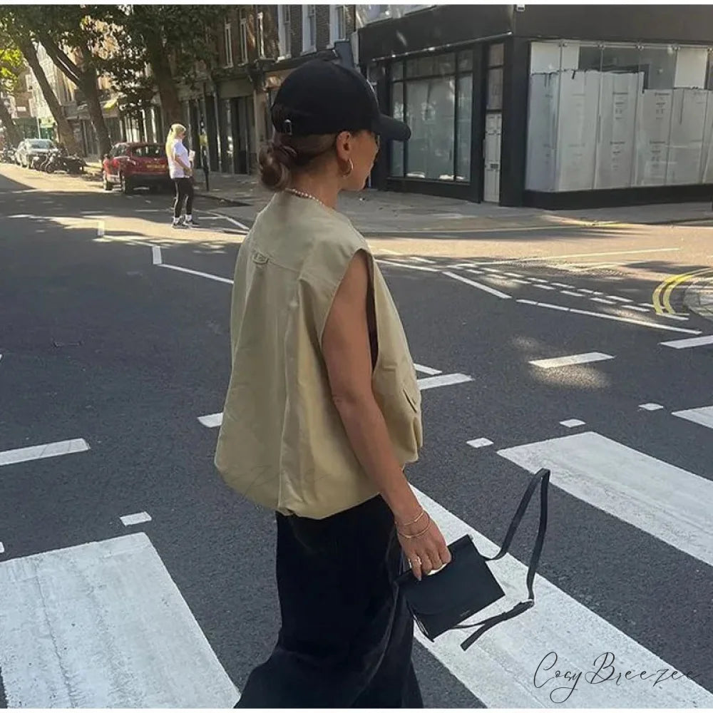 Cargo Pocket Stylish Drawstring Waistcoat