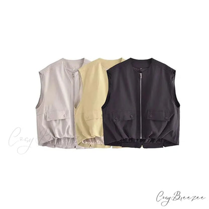 Cargo Pocket Stylish Drawstring Waistcoat