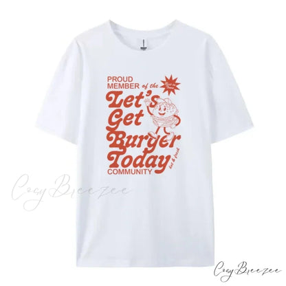 Cartoon Burger Stylish Graphic Tee WHITE / S