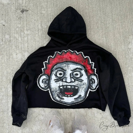 Cartoon Graphic Oversized Hoodie black 1 / S hoodies-241228