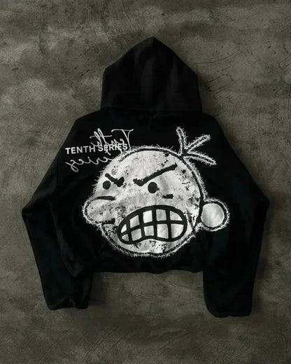 Cartoon Graphic Oversized Hoodie black 2 / S hoodies-241228