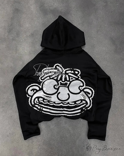 Cartoon Graphic Printed Hoodie black2 / S hoodies-241228