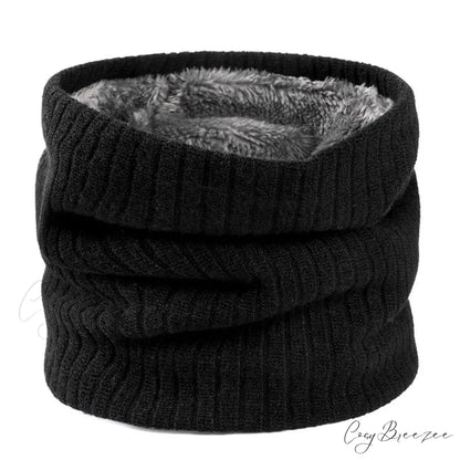 Cashmere Knit Ring Wool Neck Warmer Scarf for Women BLACK