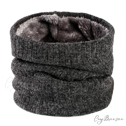 Cashmere Knit Ring Wool Neck Warmer Scarf for Women DARK GREY