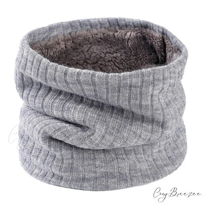 Cashmere Knit Ring Wool Neck Warmer Scarf for Women GREY