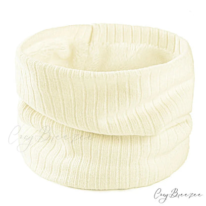 Cashmere Knit Ring Wool Neck Warmer Scarf for Women WHITE