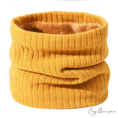 Cashmere Knit Ring Wool Neck Warmer Scarf for Women YELLOW
