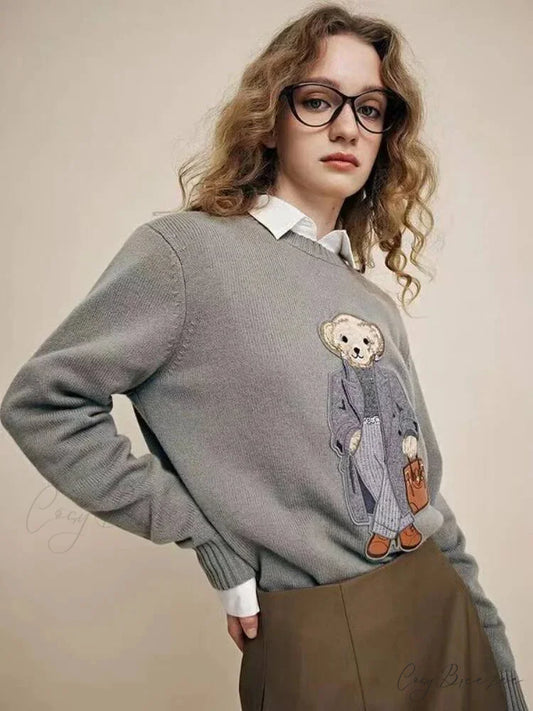 Cashmere Ralph Bear Pullover Sweater Grey / One Size swraters-241228