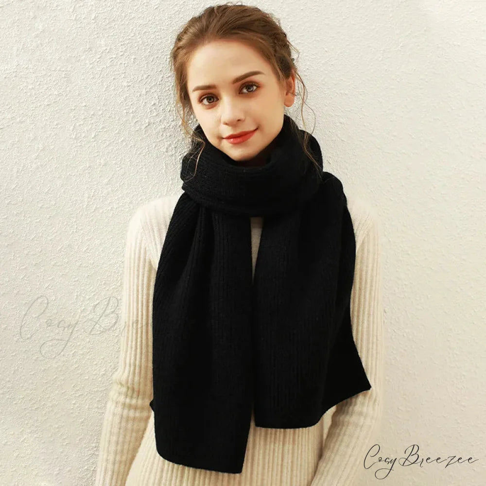 Cashmere Scarf for Women - Thick and Warm Winter Scarf Black / L170cm W30cm