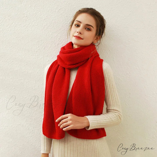 Cashmere Scarf for Women - Thick and Warm Winter Scarf Flame red / L170cm W30cm
