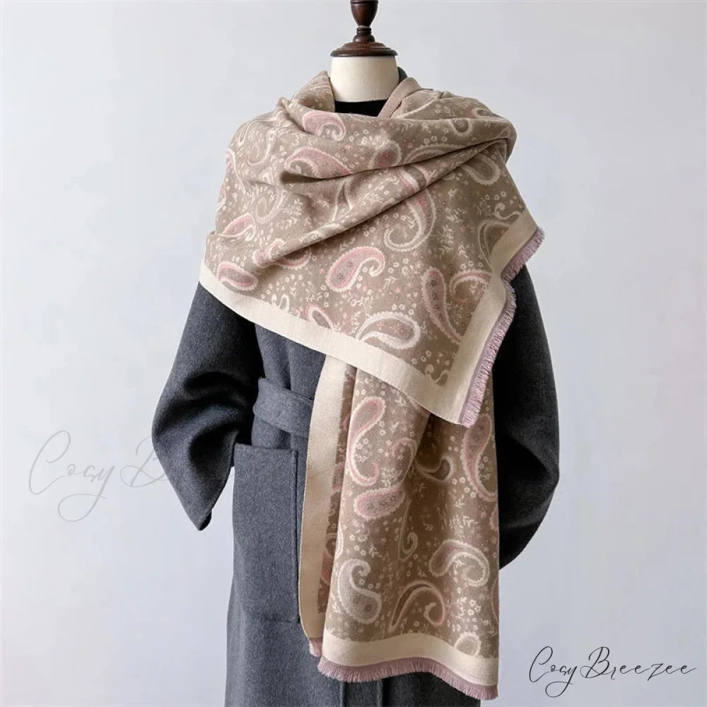 Cashmere Shawl Wraps Winter Scarf brown scarf-241228