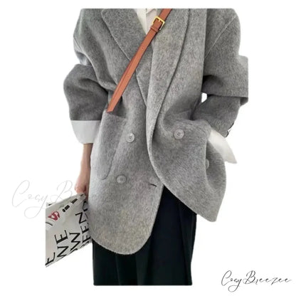 Cashmere Turn-Down Woolen Coat overcoats-241228